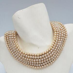Faux Pearl Choker Necklace 1960's Costume Jewelry made in Japan